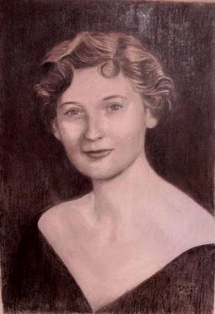 Pencil Paintings - Pencil Portraits - Brown and White Prismacolor Portrait - Head and Shoulder Portrait from Antique Photograph 