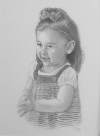 Pencil Paintings - Pencil Portraits - Portraits of Infants and Children - Black and White Child's Portrait