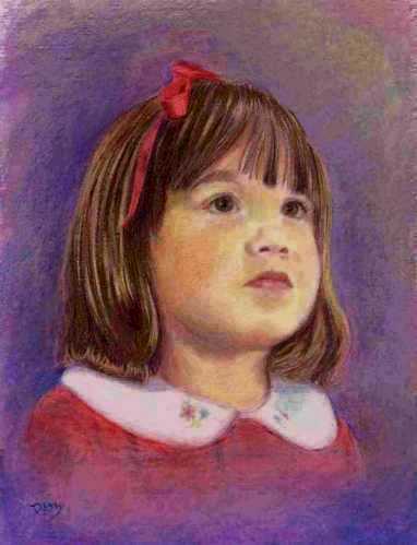 Pencil Paintings - Pencil Portraits - Prismacolor Portrait - Head and Shoulder Full Color Child's Pencil Portrait