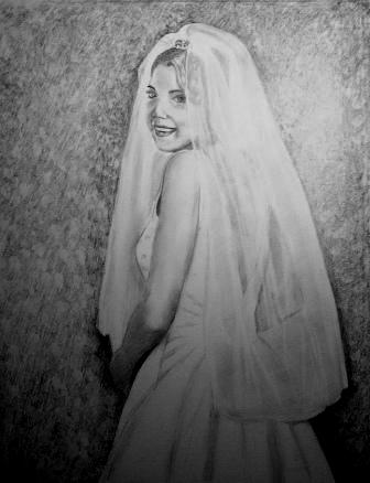 Pencil Portraits - Graphite Bridal Wedding Portrait